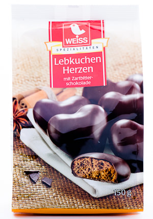 Weiss Lebkuchen Herzen mit Zartbitterschokolade