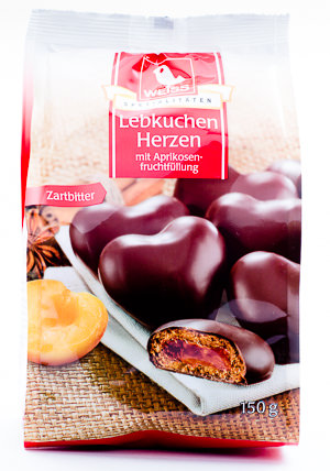 Weiss Lebkuchen Herzen mit Aprikosenfruchtfüllung