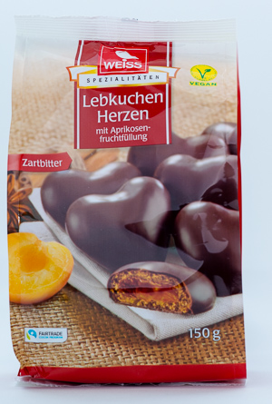 Weiss Lebkuchen Herzen mit Aprikosenfruchtfüllung