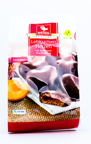 Weiss Lebkuchen Herzen mit Aprikosenfruchtfüllung